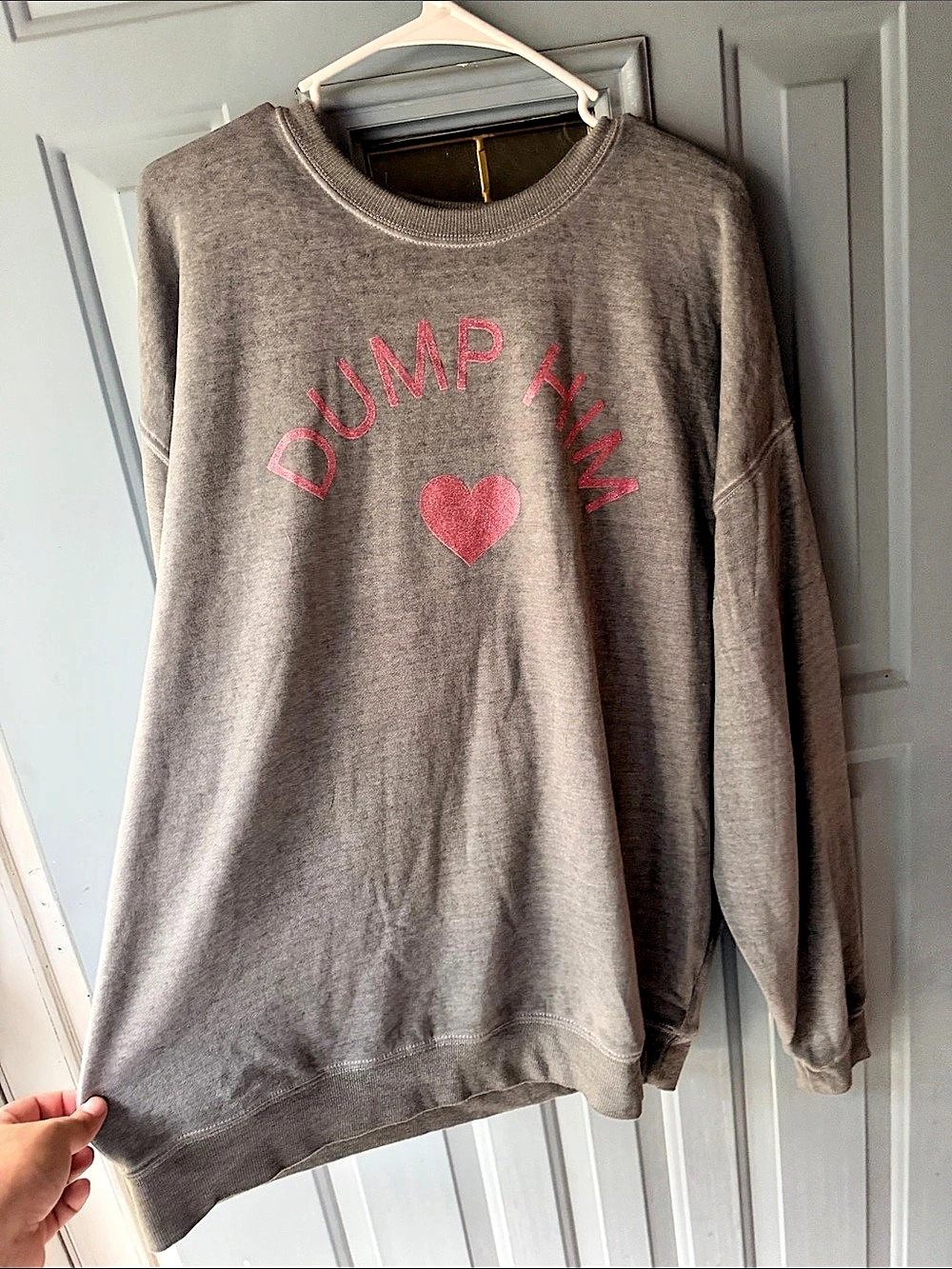 Goodie Two Sleeves Dump Him Sweatshirt Gray & Pink XL
